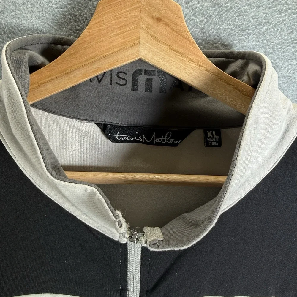 Travis Mathew Sapporo Golf Track Jacket Lightweight Mens XL Black Gray Full Zip